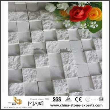 Mattonelle di mosaico di pietra travertino bianco su misura per bagno Design