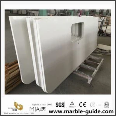 Piani di lavoro da cucina in puro quarzo bianco con bordi personalizzati